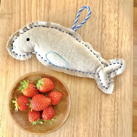 送料無料☆ゆらゆらジュゴンのオーナメント・LINEN＊BLUE　海の生き物　人魚