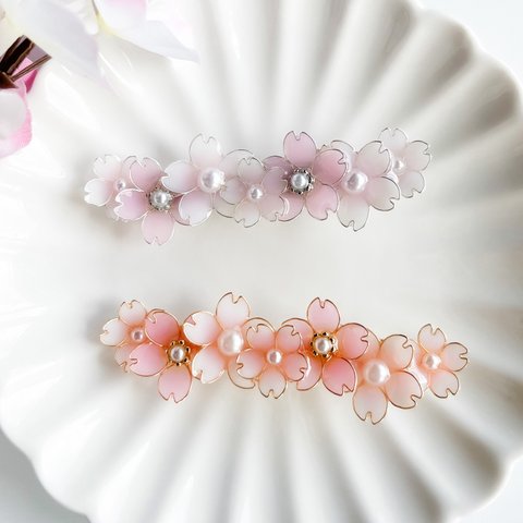 ほろ酔い桜のバレッタ/ヘアクリップ🌸