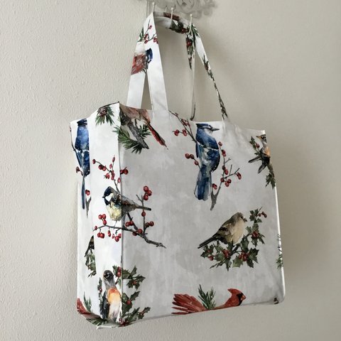 冬の野鳥エコバッグ、野鳥アートタイト・アンド・タイディ・トートバッグ、Winter Wild Birds Tight ‘n’ Tidy Tote Bag, Eco bag, カーディナル