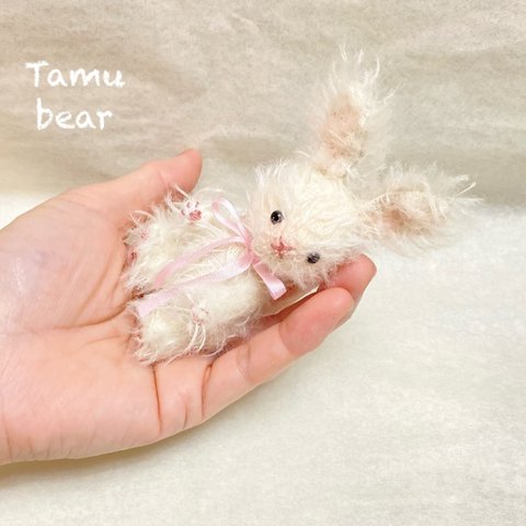 モヘア ちびウサちゃん ハンドメイド ぬいぐるみ テディベア Tamubear