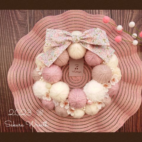 𖤣𖥧 ｻｲｽﾞ 約25cm 桜リース  桃の節句 ひな祭り  ＊542