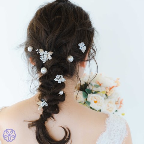 小枝アクセサリー【紫陽花】　ブライダル　ウェディング　花嫁　結婚式　成人式　卒業式　ヘアアクセサリー