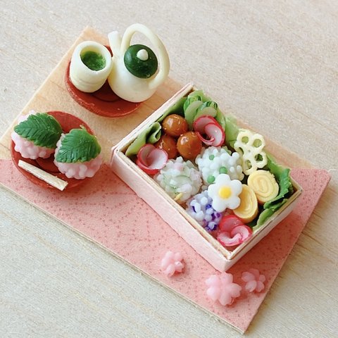 ミニチュア　お花見弁当　ハンドメイド