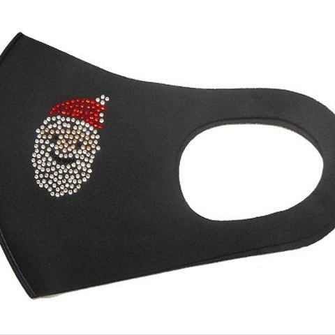Shareki Lサイズ マスクアクセサリー アイロンで付ける キラキララインストーン ホットフィックスマスク クリスマス サンタクロース hf-xmas-santa-mask