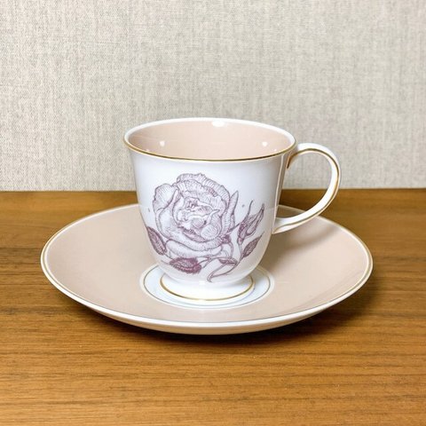 スージークーパー セピアローズ カップ&ソーサー(デミサイズ) A イギリス製 ヴィンテージ食器 susie cooper Sepia rose C913