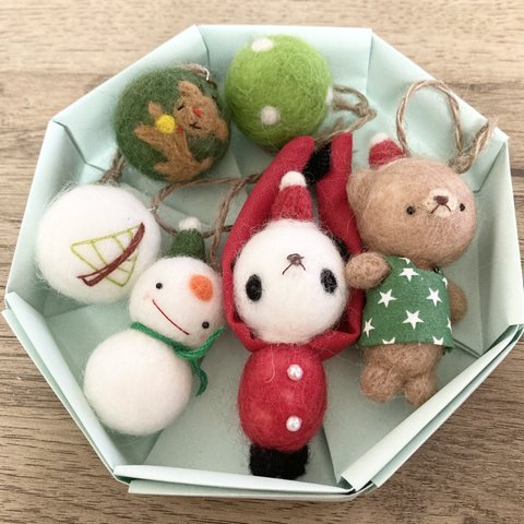 ★羊毛フェルト★クリスマスオーナメント6点セット-18-