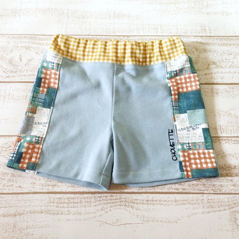 【SALE】パッチ柄切り替えショートパンツ　ダークオレンジ  100