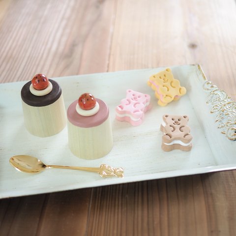 wooden toy strawberry pudding いちごのプリン