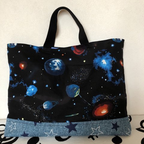 レッスンバッグ　絵本バッグ　宇宙　星☆