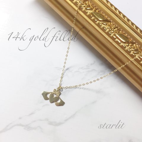 14kgf 》Claddagh Ring ❥ necklace