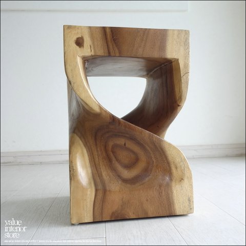 無垢材 ウェーブスツールNA01 イス 天然木 椅子 ベンチ 木製スツール ナチュラル 天然木 モンキーポッド ハンドメイド 送料無料
