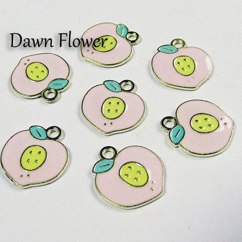 【D-0315】8pcs　モモ　17×16mm　ピンク　チャーム