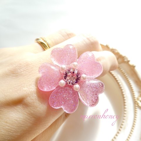 再販Heart Flower Ring♡pink