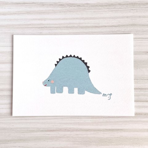 (小) 「やさしいステゴサウルス」 ポストカード2枚セット　絵ハガキ　かわいい　癒し　インテリア　ステゴサウルス　恐竜　おしゃれ