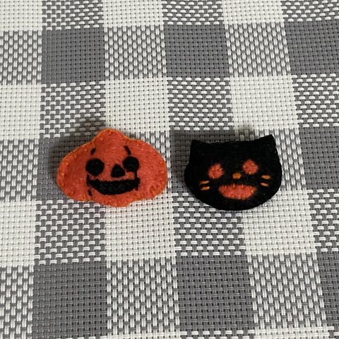 ハロウィンブローチ（ジャックオーランタン&黒ネコ）