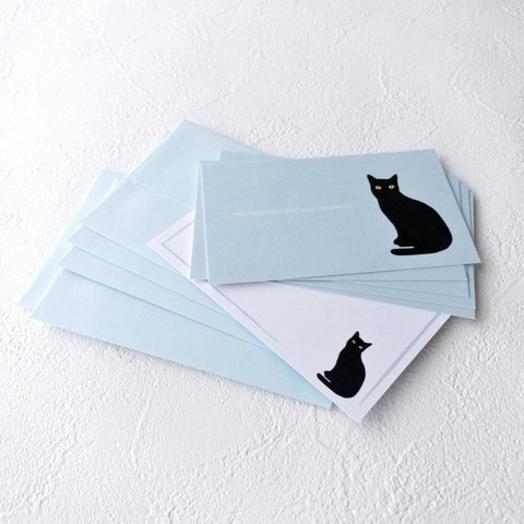 メッセージカードと封筒セット（黒猫）