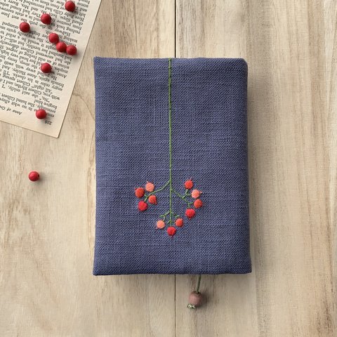 刺繍ブックカバー｜晩秋花火｜