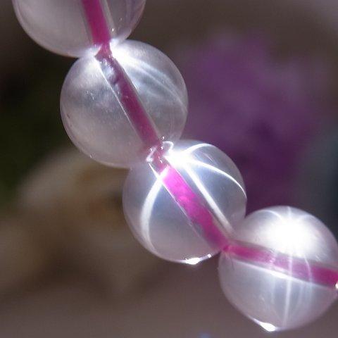 高品質 マダガスカル産 大粒 スターローズクォーツ10.5㎜ 美しい スター効果 透明感 ピンク 天然石ブレスレットH1