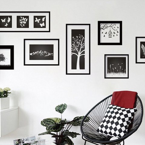 ウォールステッカー 木 ツリー xl8252 フレーム ブラック モノクロ 黒 植物 絵画