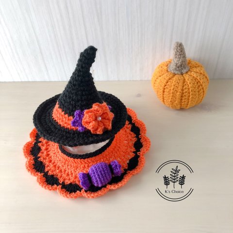 ペット用♡ハロウィンコスプレ　なりきりウィッチ【オレンジ】帽子