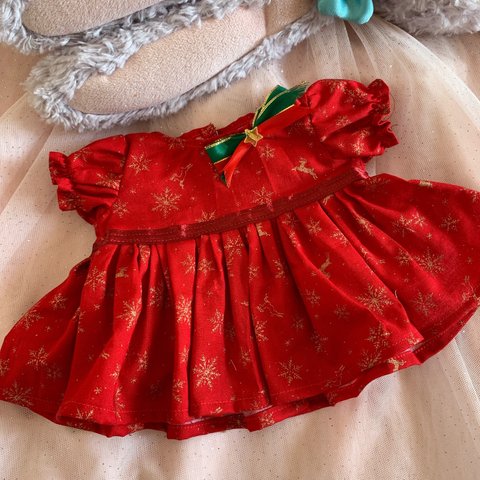 ステラルーちゃんのお洋服☆　クリスマスな赤いワンピース