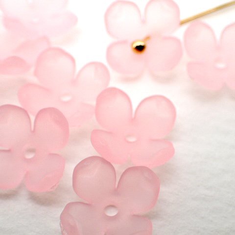 【24個】フラワービーズ４つ花びら小　★マットピンク