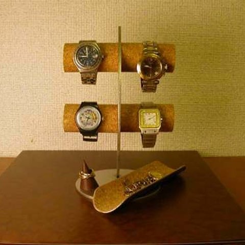 三日月腕時計スタンド　ロングトレイ、指輪スタンド付き　AKI-STUDIO