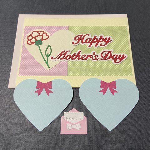 母の日に💐カード&♡のメッセージカード&洋封筒(822k)