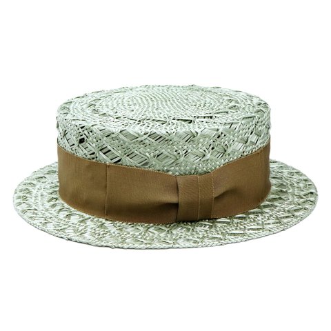 ケンマ草レース編みカンカン帽（無地リボン）（19SSN-007R)