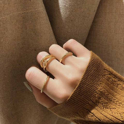 ゴールド　リング3点セット　指輪　ring　 重ね付け　普段使い