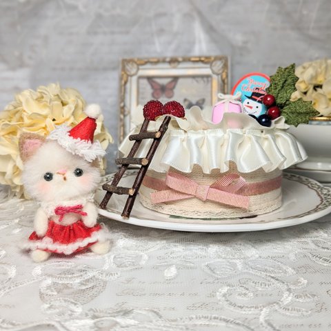 サンタ猫ちゃんとクリスマスケーキ