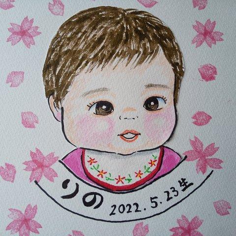 赤ちゃんの似顔絵色紙👶　Portrait of baby