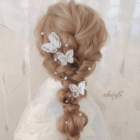 蝶々🦋単品　ちょうちょ ヘッドドレス★ウエディング★ナチュラル★ガーデン★結婚式★花嫁★卒業式★ヘアアクセサリー★ヘッドパーツ★マタニティフォト★成人式