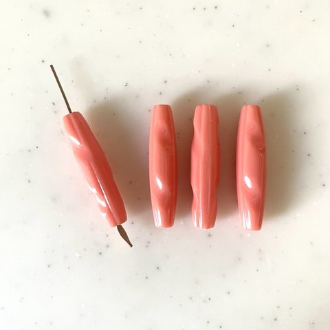 Vintage Pink Stick Tube Beads 