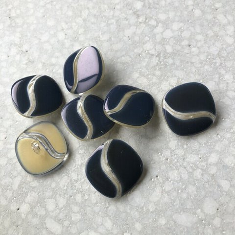 19mmx2 vintage アクリルスクエアボタン ネイビー