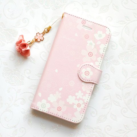 桜　iPhone/Android ケース【受注制作】手帳型  アイフォンケース　スマホケース 