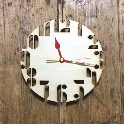 【受注製作】木製掛け時計　濃い色の壁で数字が見える時計(大22cm)