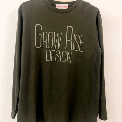 GROW RISE DESIGN　ロゴ　ロングスリーブTシャツ（カーキ）
