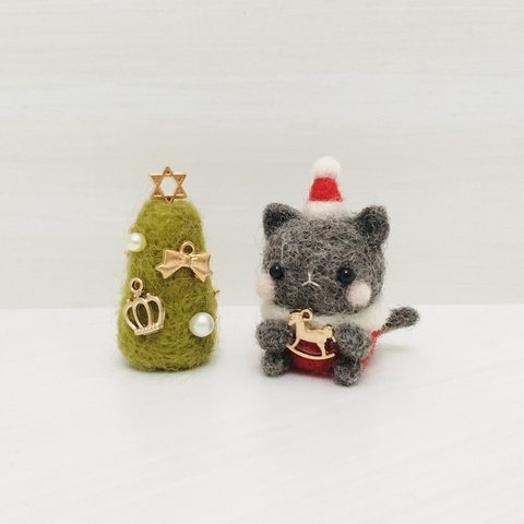 クリスマスギフト˚✧₊猫サンタ・ツリー❄︎羊毛フェルトミニ飾り