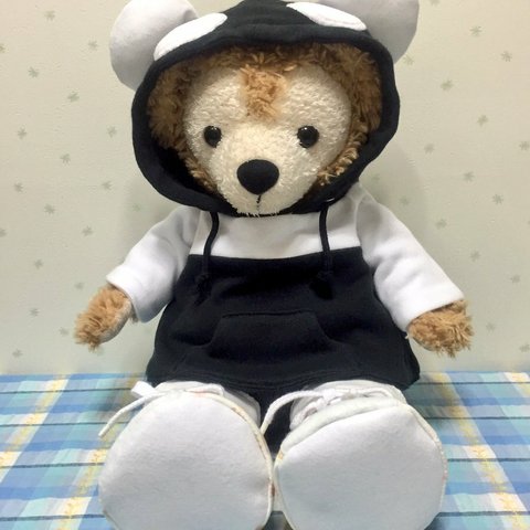 Ｓダッフィー・シェリーメイ ♪動物パーカー単品(逆パンダ🐼✖黒)　