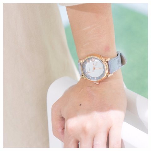 【個性的なデザインが可愛い】　腕時計　レディース　シンプル　ライトブルー 水色 ペアウォッチ　カップル　クリスマス