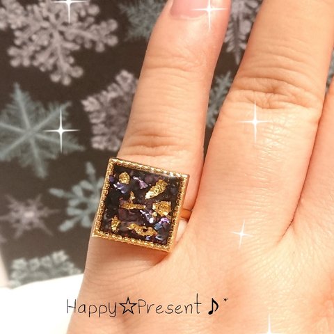 大人シックなシェルのsquareリング💍✴️ 送料無料 大人女子 プチギフト ラッピング 限定 冬 ゴールド プチプラ