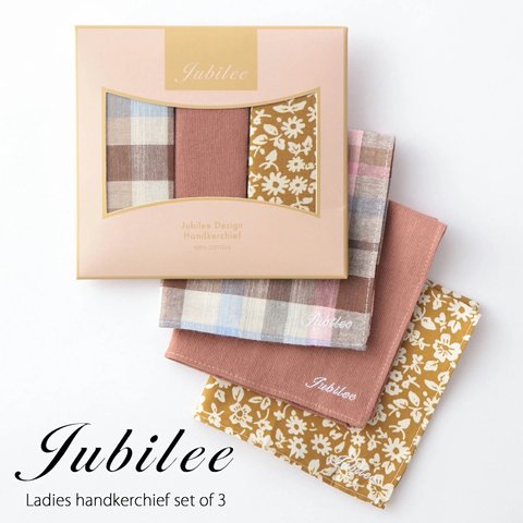 Jubilee レディース コットン ハンカチーフ 花柄 チェック 3点セット jubileesquarel-set001