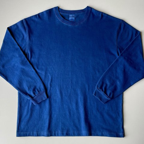 藍染 長袖Tシャツ 深縹色　厚地の綿100% メンズ ユニセックス【受注制作】
