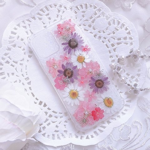 全機種♡早発送♡ベリー色の押し花スマホケース♡iPhone GALAXY Xperia