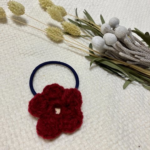 お花モチーフ編みのヘアゴム