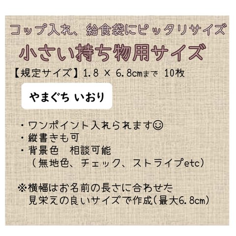 お名前シール【小さい持ち物用10枚】アイロン接着、ノンアイロン