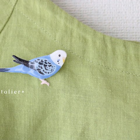  セキセイインコのブローチ