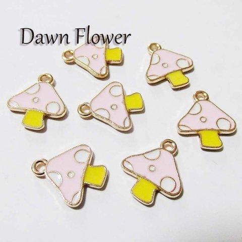 【D-0920】7pcs　きのこ　15×13mm　ピンク　チャーム　ハンドメイドパーツ