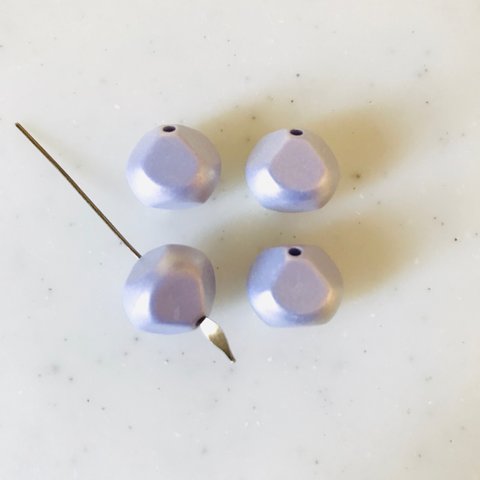 Pearly Lilac Purple Faceted Nugget Beads 